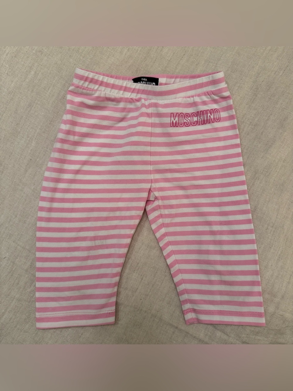 Moschino Pink & White Striped Girls Pants Leggings